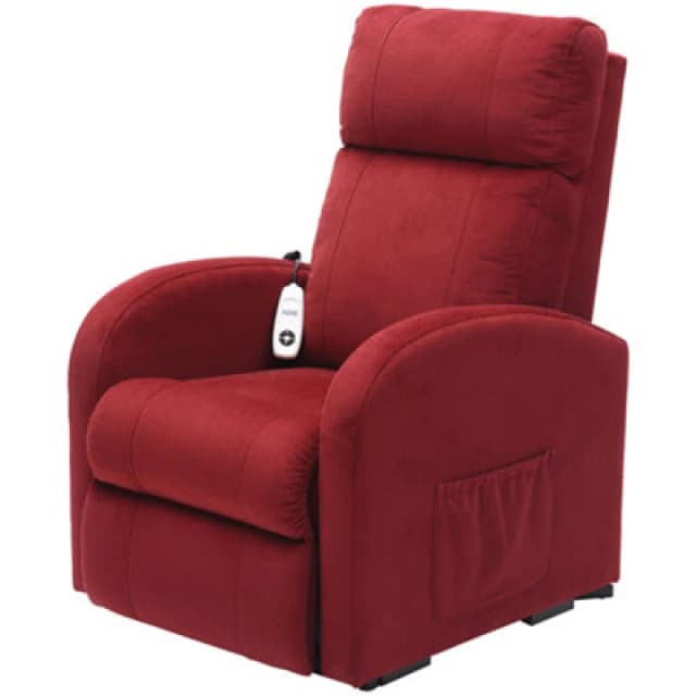 Loops Single Motor Rise and Recline Lounge Chair - Red Coloured Micro Fibre Material Multi