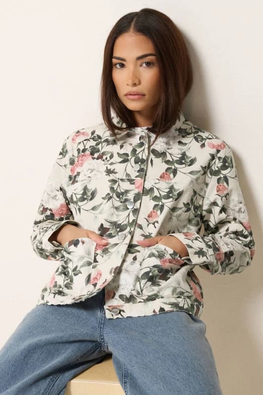 PixieGirl Womens Petite Floral Denim Jacket Size: 10 Multicolor Female 10