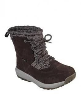 Skechers Outdoor Calf Boot, Chocolate, Size 3, Women