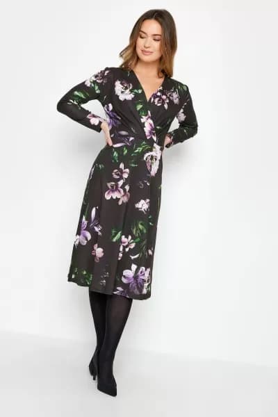 Petite Printed Wrap Dress