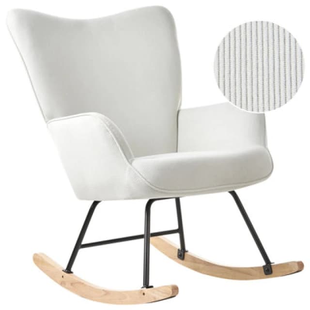 Beliani Rocking Chair Arset Corduroy Off-White
