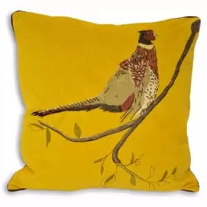 Hunter Velvet Cushion Yellow/Brown