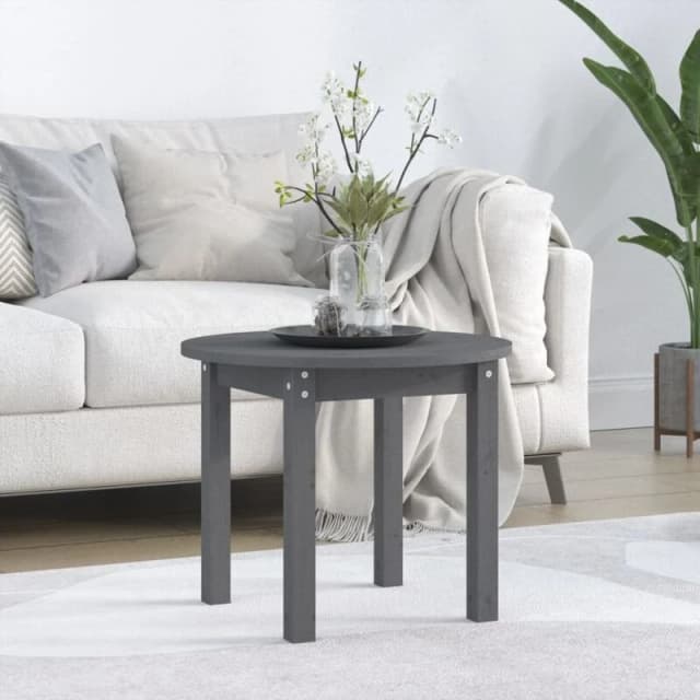 Vidaxl Coffee Table Grey Ø 55X45cm Solid Wood Pine, Grey 822329