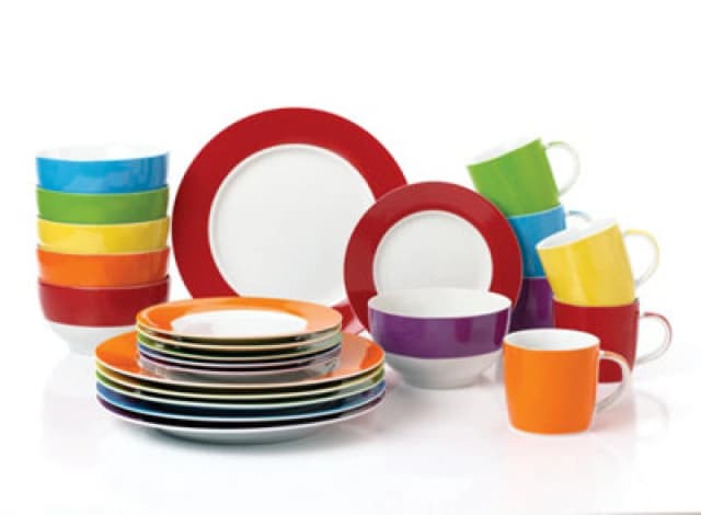 24Pc Round Colour Band Dinner Set