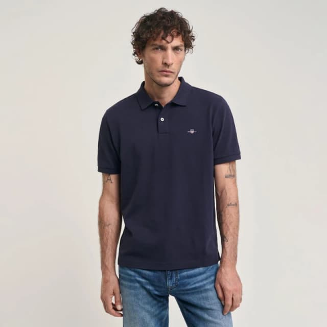 Gant Embroidered Archive Shield Polo Shirt - Blue Blue S