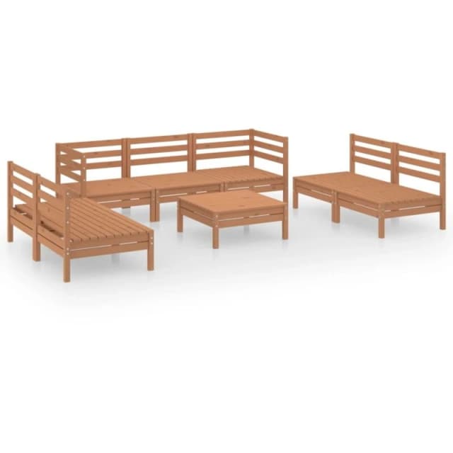 VIDAXL 8 Piece Garden Lounge Set Honey Brown Solid Pinewood Vidaxl 8720286684528