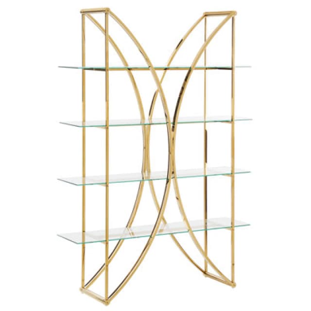 Beliani 4 Tier Shelving Unit Hollow Metal 175cm Gold