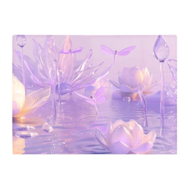 Warren Reed Designer Mystical Waterlilies In Purple Twilight Chopping Board