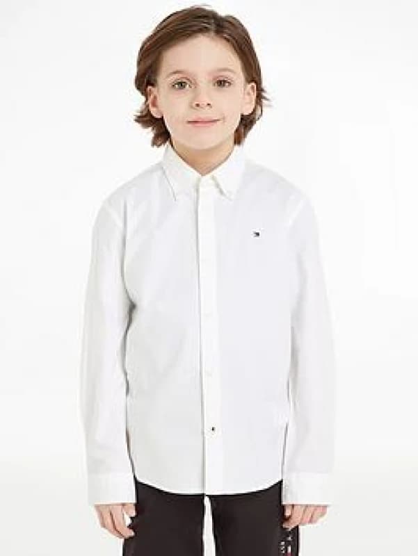 Tommy Hilfiger Boy's Oxford Long Sleeve Shirt - White White 11 - 12 Years