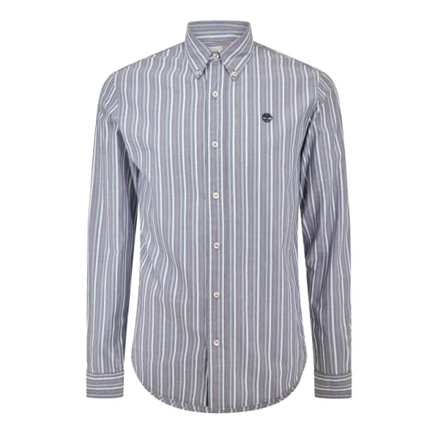 Timberland Mens Striped Dark Denim Long Sleeve Oxford Shirt Dark Denim Yd male S