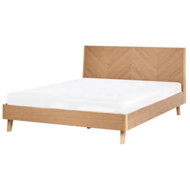 Beliani Bed Wizernes 140 X 200 Cm (Eu Double) Light Oak
