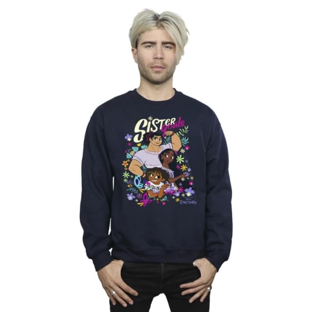 Disney Men Encanto Sister Goals Sweatshirt in Navy Size: Small Navy S Male 5063153608399