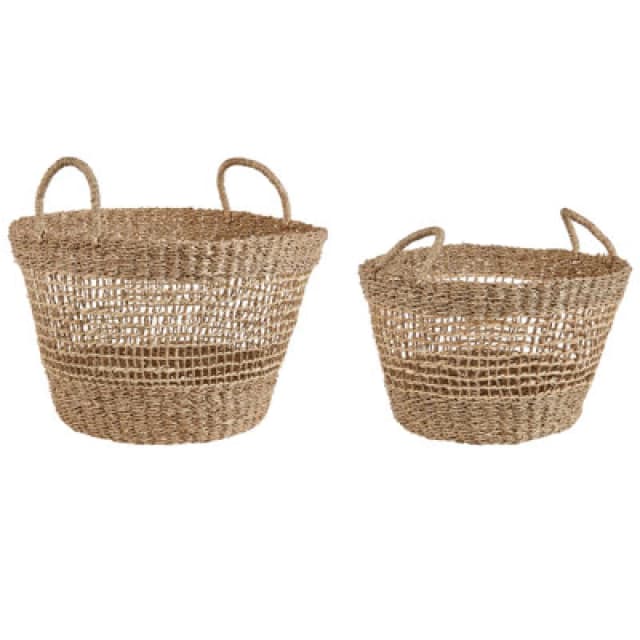 Beliani Set Of 2 Baskets Arowana Seagrass Natural