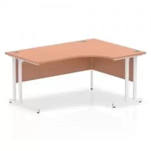 Impulse 1600mm Right Crescent Desk Beech Top White Cantilever Leg
