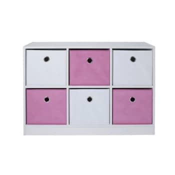 Pink & White 6 Cube Kids Storage Unit - White/Pink