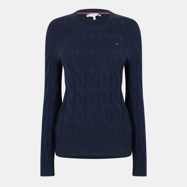 Tommy Hilfiger Womens Cable Knit Jumper Dark Night Navy female 10 (S)