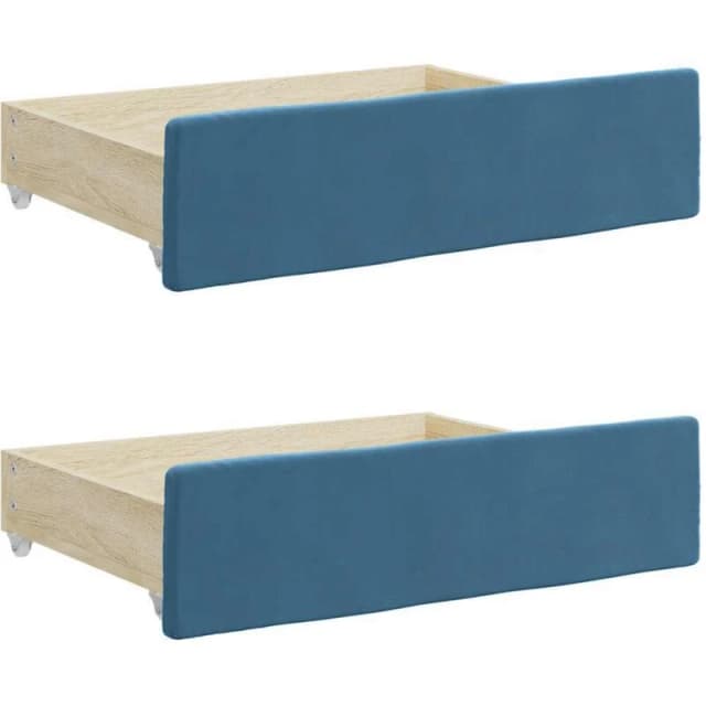 Vidaxl Bed Drawers 2 Pcs Blue Engineered Wood And Velvet, Blue 833915