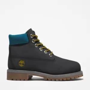 Timberland Premium 6" Boot For Junior In Black/blue Black Kids, Size 3.5