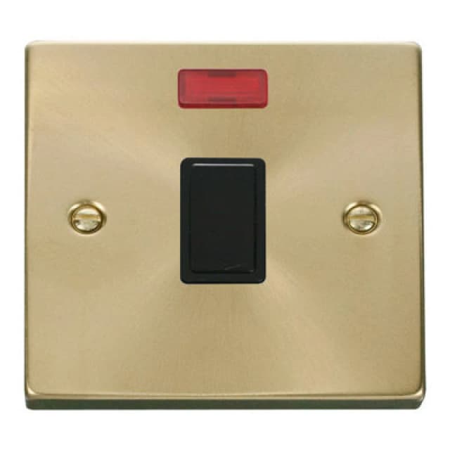 SE Home Satin / Brushed Brass 1 Gang 20A DP Switch With Neon Gold