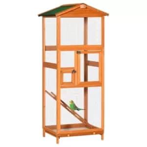 PawHut Wooden Outdoor Bird Aviary Cage - Orange