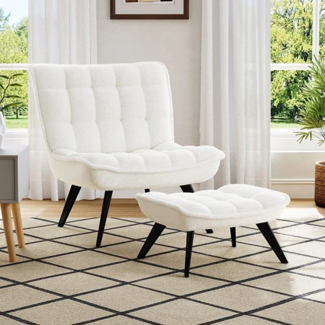 Kabinet UK Minimal Comfy Chair with Footstool Set White unisex One size