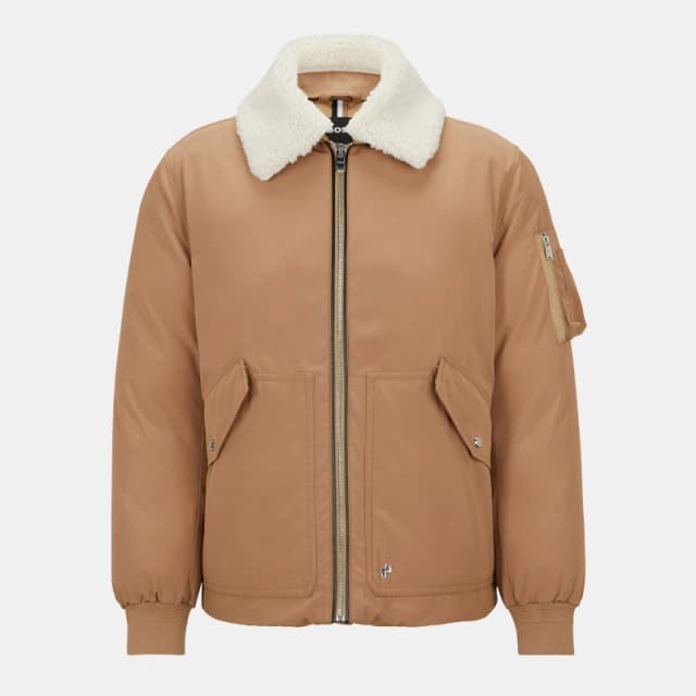 Boss Mens Calliano Tailored Shearling Jacket Beige male 36 (46)