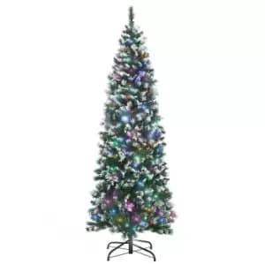 Pre-Lit Slim Snow Tipped Artificial Christmas Tree with Multi-Coloured LED Lights 6ft, Green