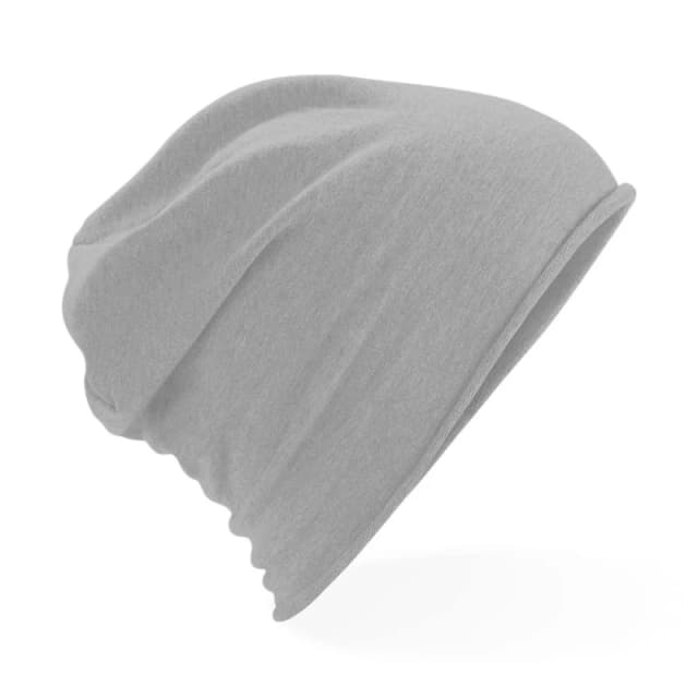 Beechfield Plain Jersey Beanie Hat in Grey Grey Unisex One Size