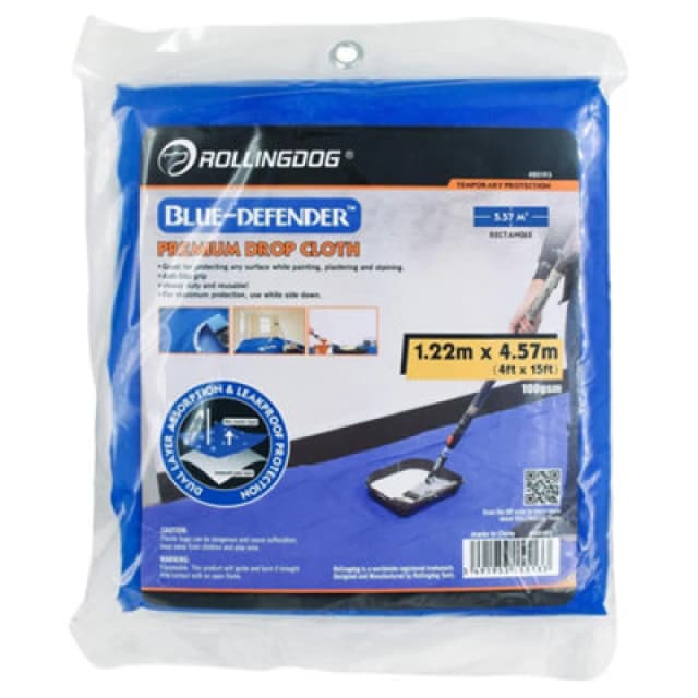 Draper 09664 Rollingdog Blue Defender 8482 Premium Drop Cloth, 1.2 X 4.5M