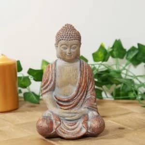 Carved Wood & Copper Finish Thai Buddha Meditating Ornament