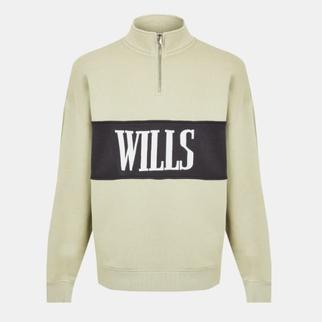Jack Wills Mens JW Logo Quarter-Zip Fleece Pistachio male S