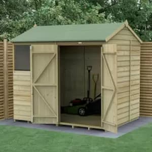 8' x 6' Forest Beckwood 25yr Guarantee Shiplap Double Door Reverse Apex Wooden Shed - Natural Timber