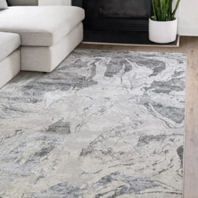 The Rug Edit Ritz Abstract Metallic Charcoal Living Room Rug 80X140Cm