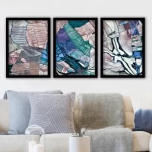 3SC20 Multicolor Decorative Framed Painting (3 Pieces)