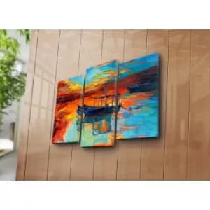 3PATK-25 Multicolor Decorative Canvas Painting (3 Pieces)
