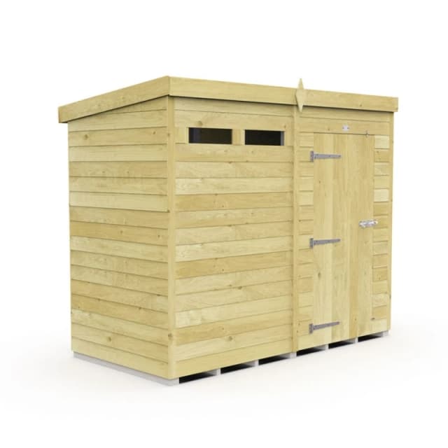 Buttercup Farm 8 x 4 Feet Pent Security Shed - Single Door - L118 x W243 x H201cm in Brown Brown Unisex