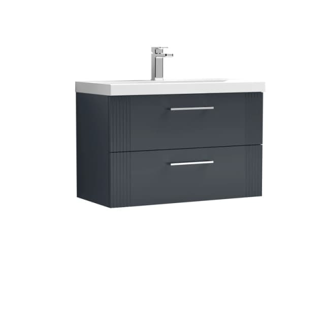 Balterley 2 Drawer Wall Hung Vanity Unit MidEdge Basin Soft Black 800mm Black