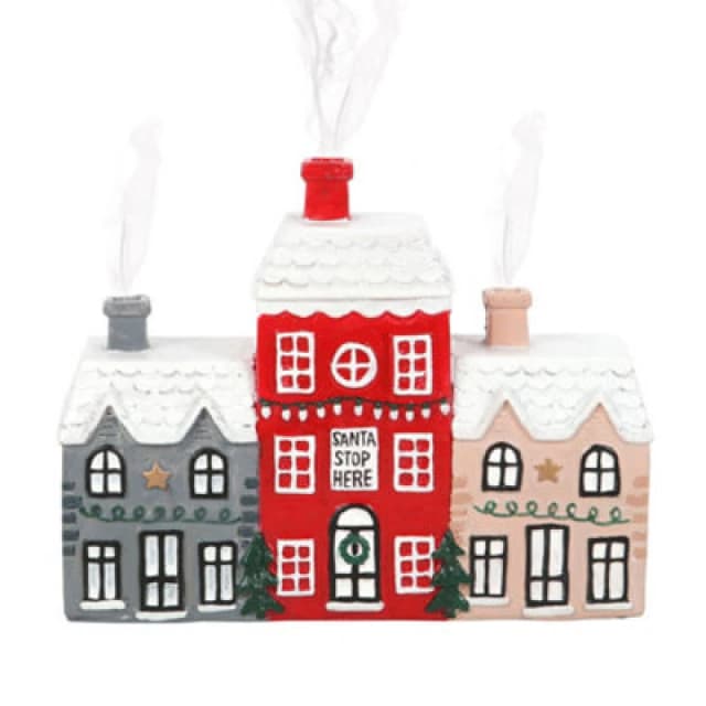Something Different Something Different Village Christmas Incense Cone Holder in Dark Pink Dark Pink One Size Unisex 5063652565537