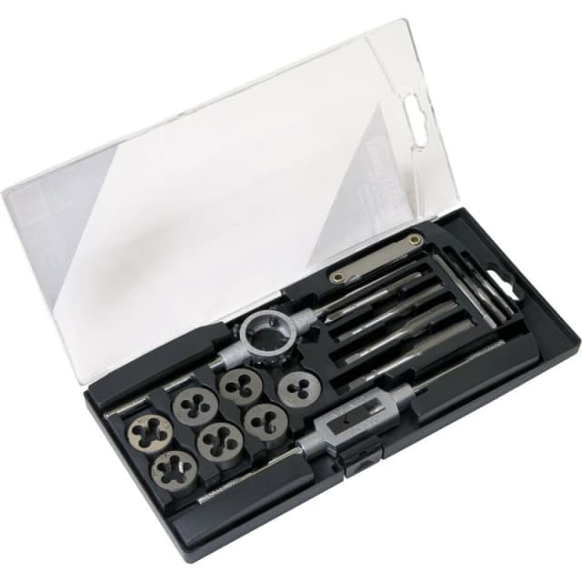 Loops 17pc Metric Tap & Die Set - M3 to M12 - Manual Bar & Socket Threading Tool Multi