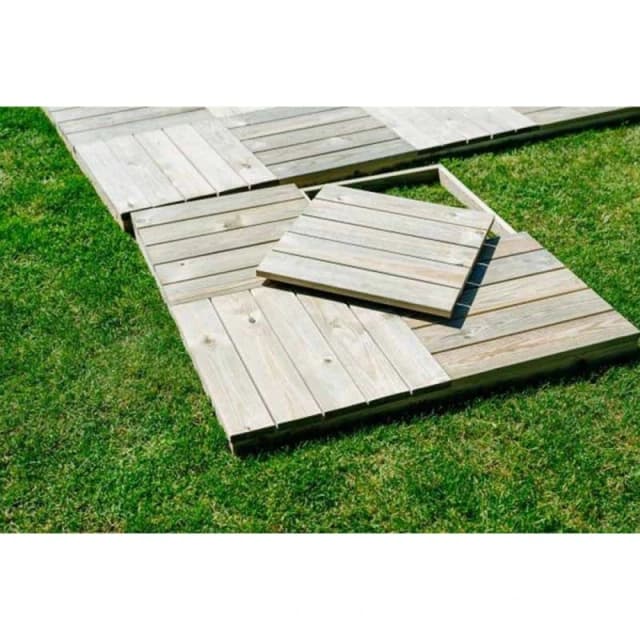 Buttercup Farm Decking Kit 3m (3 Frames & 12 Tiles) - Timber - L100 x W100 x H6.5cm in Brown Brown Unisex