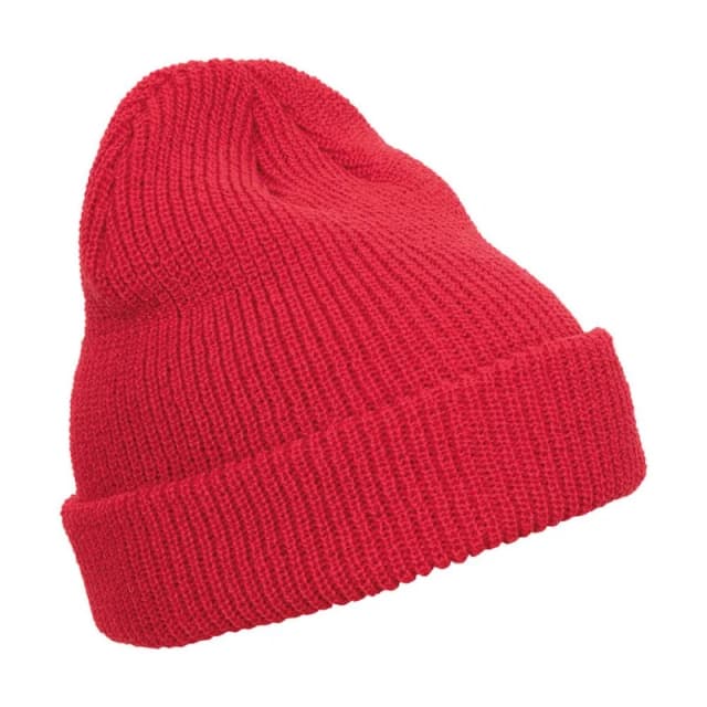 Flexfit Mens Knitted Long Beanie in Red Red Male One Size