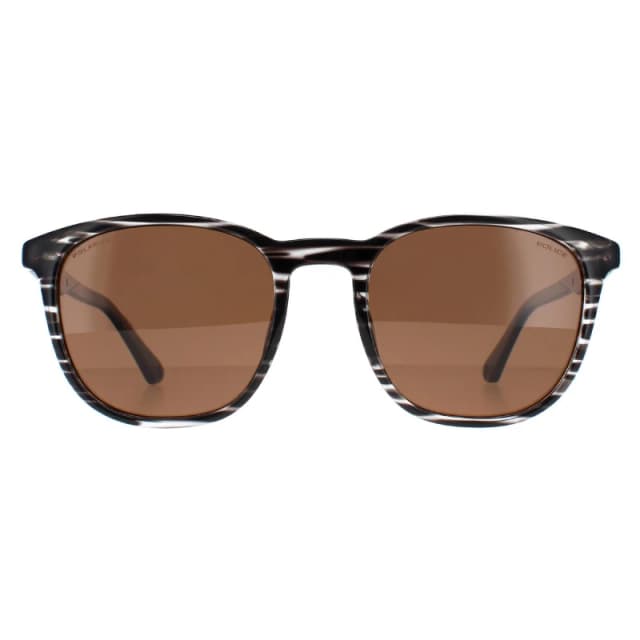 Police Round Striped Grey Brown Polarized SPLF18E Grey