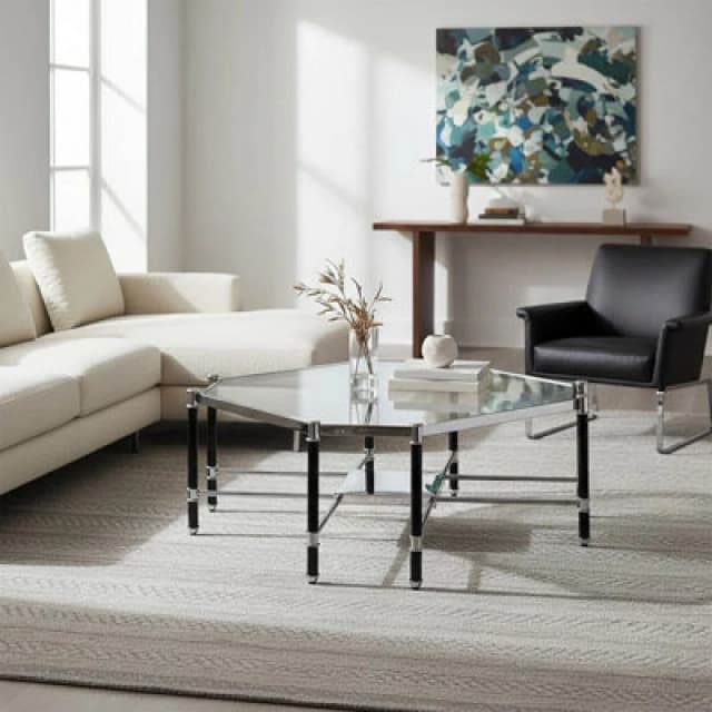 Orsina Allessi Silver Metal Coffee Table With Black Legs