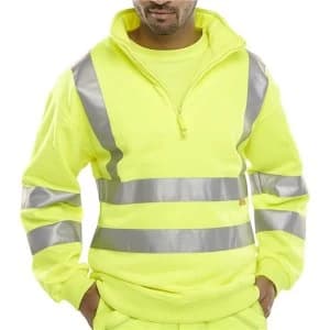 BSeen Sweatshirt Quarter Zip Hi Vis 280gsm 2XL Saturn Yellow Ref