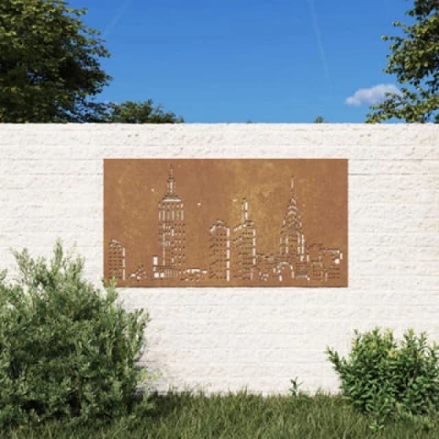vidaXL Garden Wall Decoration 105x55cm Corten Steel Skyline Design, Brown 824497