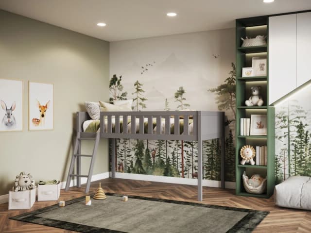 Flair Bea Mid Sleeper Cabin Bed in Grey Size: Single Grey Unisex Single