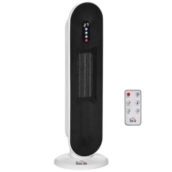 HOMCOM 1200W/2000W Ceramic Indoor Tower Space Heater with 45 Degree Oscillation, Remote Control, 24H Timer, Tip-Over & Overheating Protection