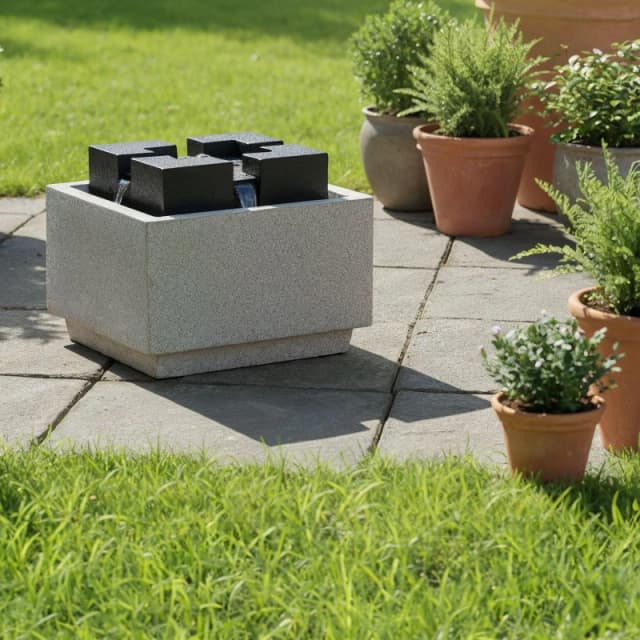 Streetwize Granite Oasis Solar Fountain - Contemporary Cube Grey/Black unisex One Size