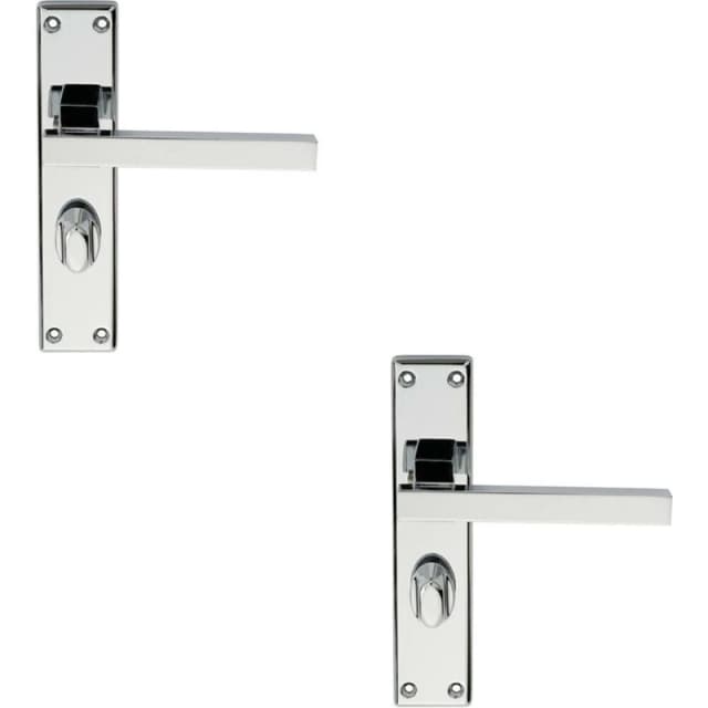Loops 2x PAIR Straight Square Handle on Bathroom Backplate 180 x 40mm Polished Chrome Multi