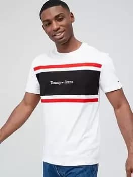 Tommy Jeans Classic Linear Cut & Sew T-Shirt - White Size M Men